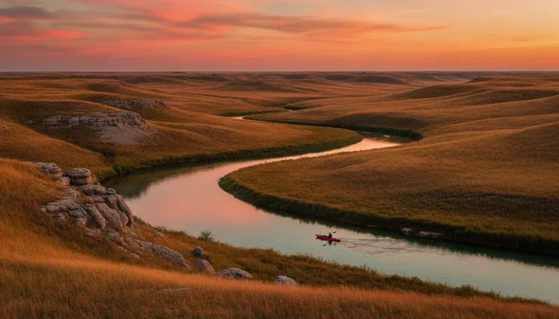 Kansas paddling scene. Backdrop for the Paddling Hubs Kansas outfitter directory