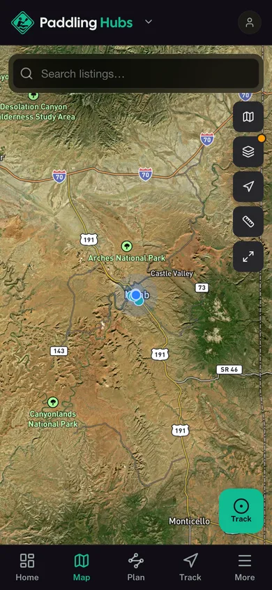 The Paddling Hubs app directory map