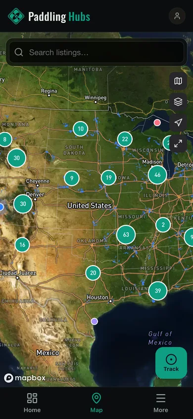 The Paddling Hubs app directory map