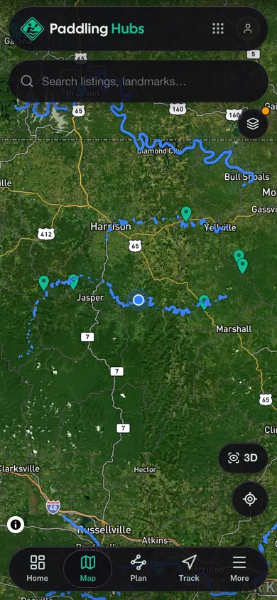 The Paddling Hubs app directory map