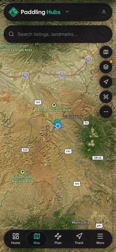 The Paddling Hubs app directory map