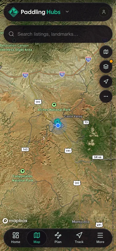 The Paddling Hubs app directory map
