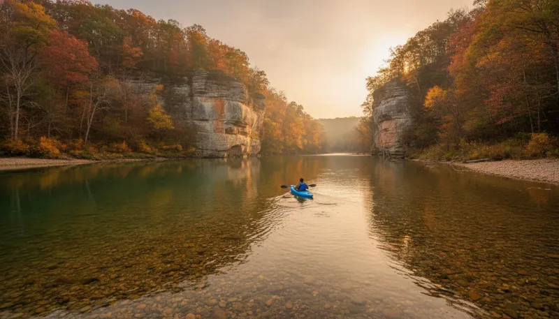 Missouri paddling scene. Backdrop for the Paddling Hubs Missouri outfitter directory