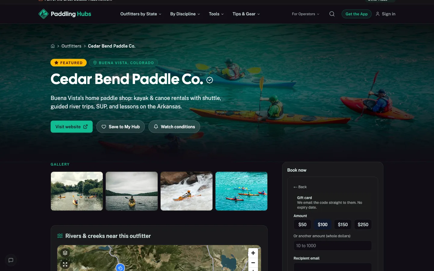 Promotions as a customer sees it on Paddling Hubs