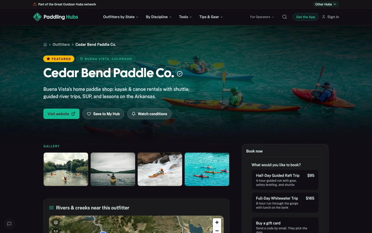 Bookings & payments as a customer sees it on Paddling Hubs